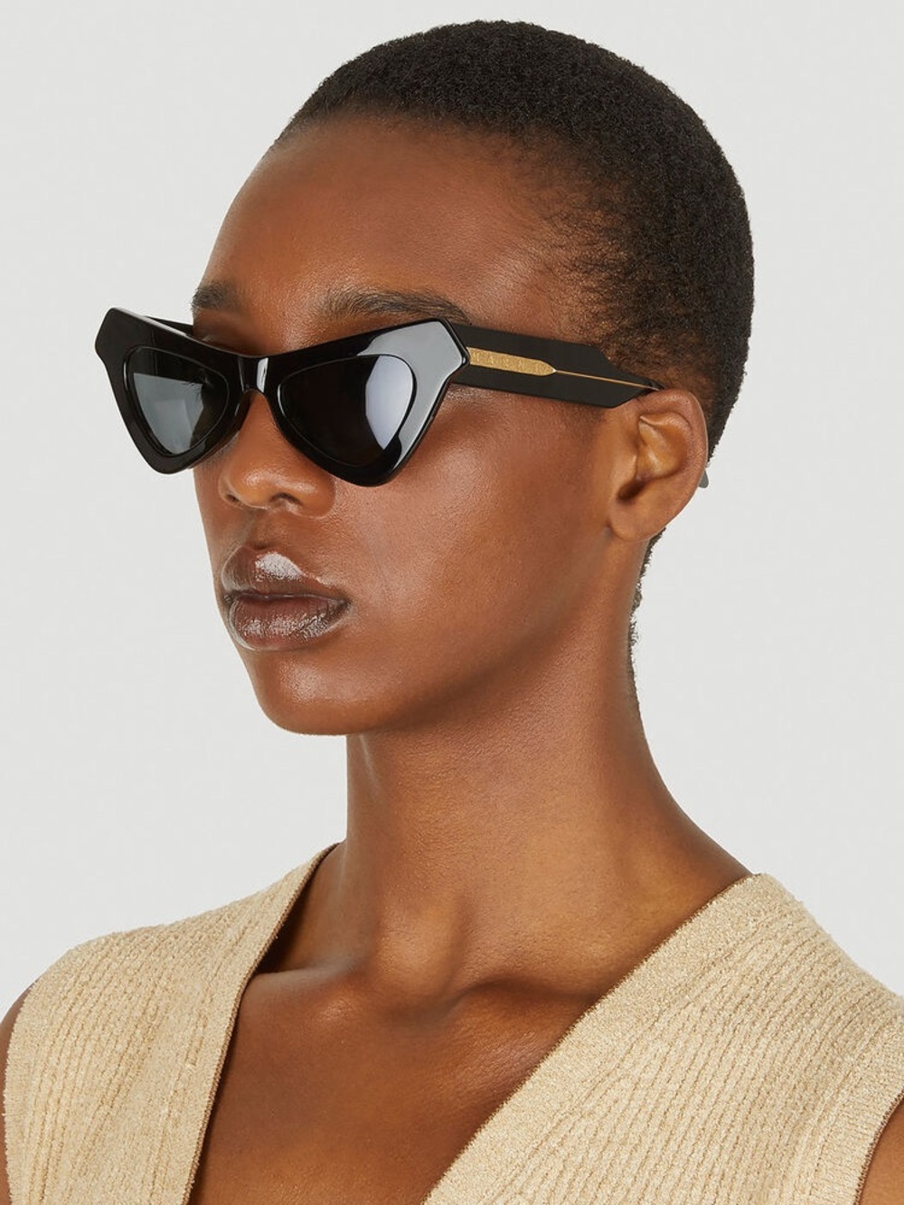 Marni Black Cat-Eye Sunglasses with Gold Temple Detail